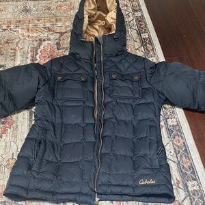 Cabela's Black Quilted Jacket with Cream Lining